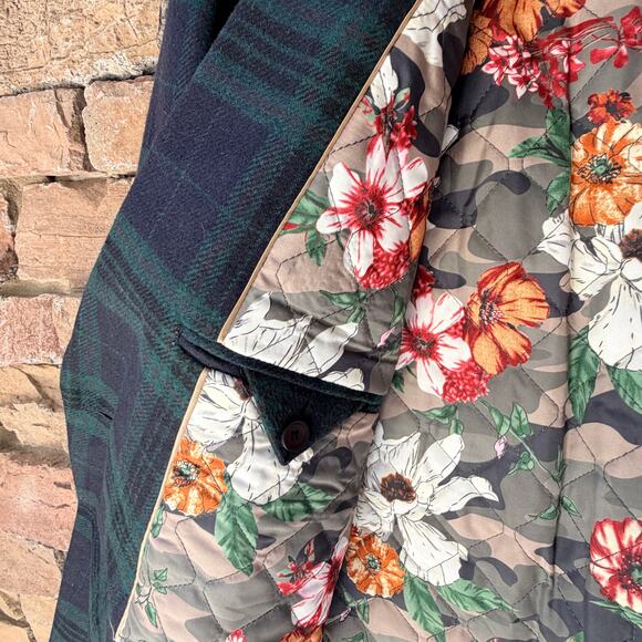 PAISLEY & GRAY XL WOOL TARTAN PLAID NAVY GREEN DOUBLE BREASTED LONG Men OVERCOAT - Picture 8 of 14